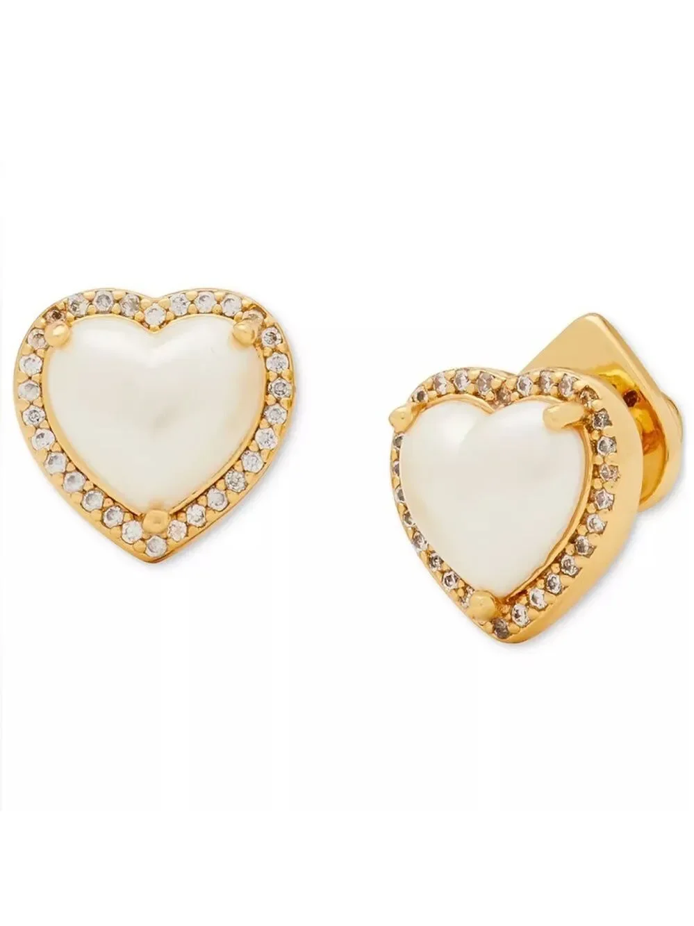 Kate Spade Paved Heart Pearl Stud Earrings
